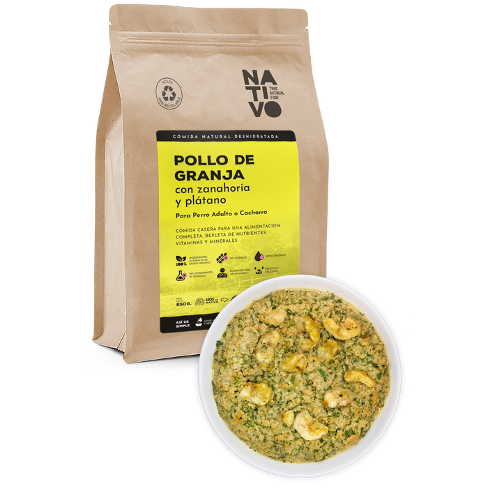 Pollo de Granja con Zanahoria y Plátano
