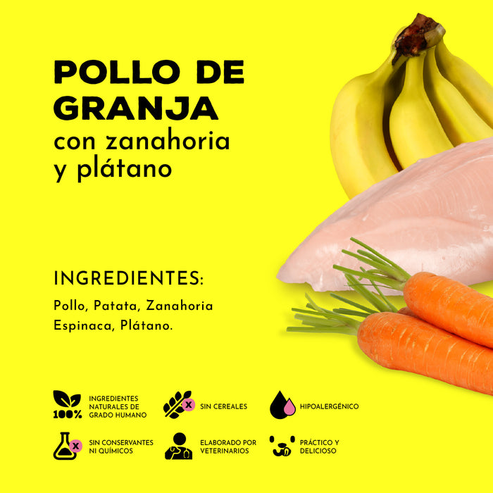 Pollo de Granja con Zanahoria y Plátano